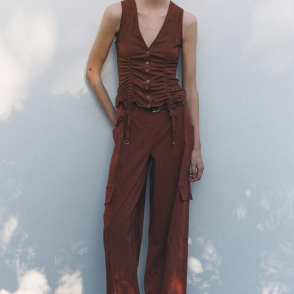 Zara Pants - ZARA RELAXED CARGO TROUSERS WITH BELT SIZE M  1165/210/700